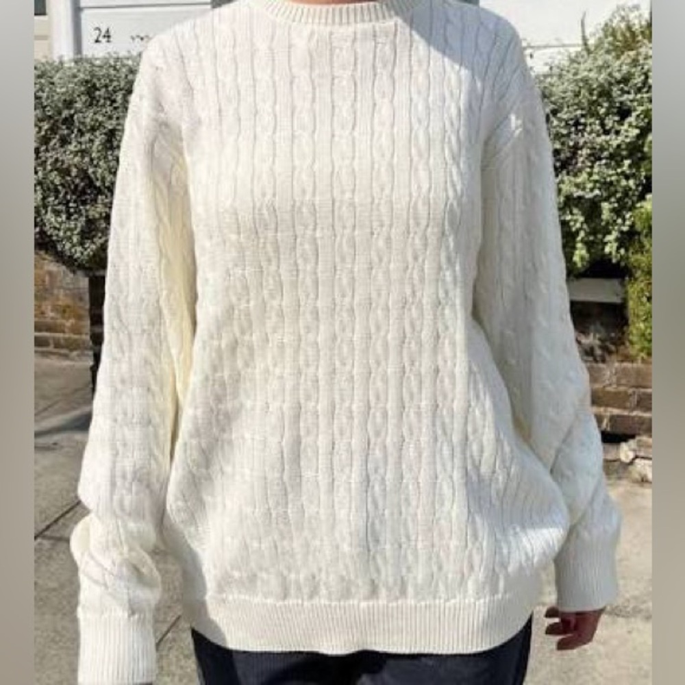 Brandy Melville Brianna Cotton Cable Knit Sweater